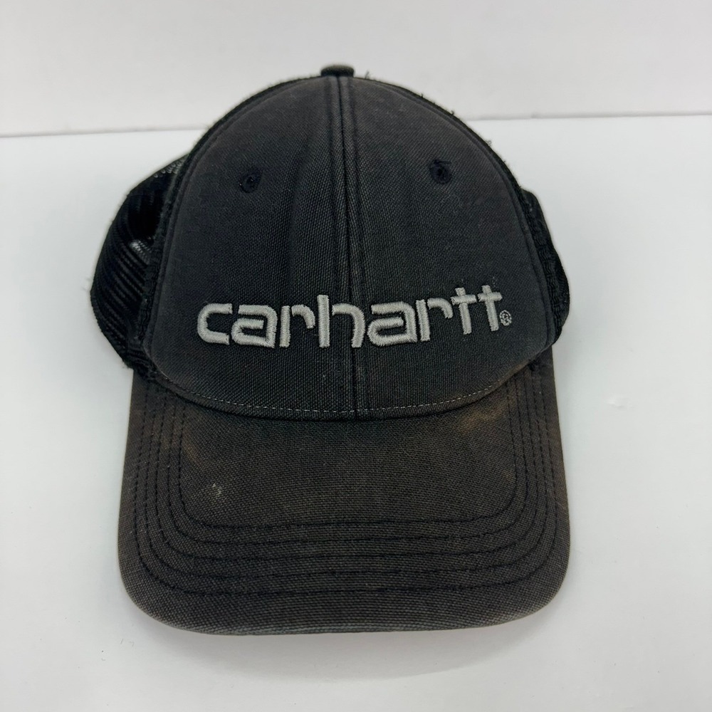 Carhartt Trucker Hat Black Mesh Back Logo Adjustable Cap